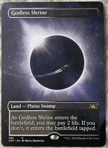 1x Magic The Gathering Godless Shrine casi nuevo Unfinity Borderless arte completo - Imagen 1 de 2