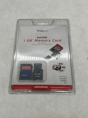 New Sealed Sandisk 1 GB Memory Card With Adapters 3 in 1 Free Shipping - Image 1 of 3