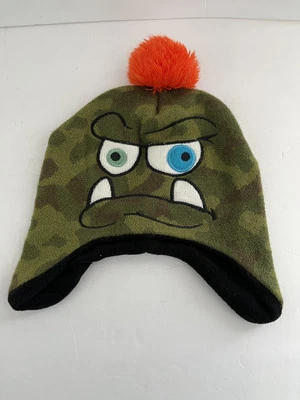 Gorro Unhappy Monster Camuflado Forrado de Vellón Cubiertas para Orejas con Pom Pom Tortuga Marina Grn Foto 1 de 4