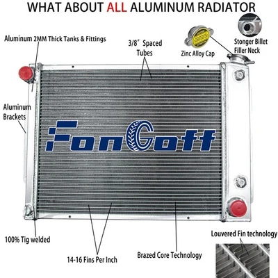 3 Row Aluminum Radiator 1967 1968 1969 Chevy Camaro Firebird Pontiac Foto 1 de 4