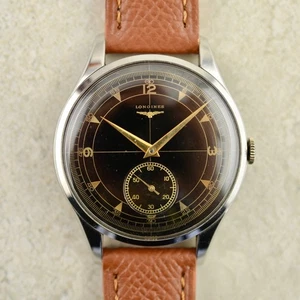 C.1958 Vintage Longines Jumbo Calatrava Black Sector dial ref. 6334 steel watch - Bild 1 von 12