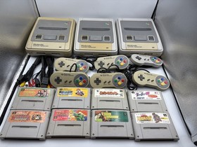 Nintendo Super Famicom SFC SNES 3 Consoles 6 Controllers 8 Games Tested JAPAN