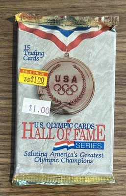 1991 年 Impel 美国奥林匹克名人堂系列未开封装 15 张卡每包 — 第 1/2 张图片