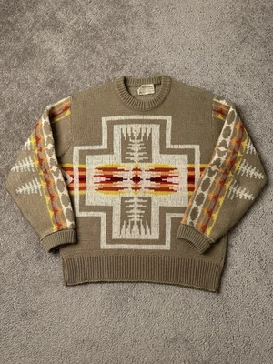 Vintage Mens Sweater 70s PENDLETON Aztec Southwestern Western Wear Wool, Size L - Image 1 of 4