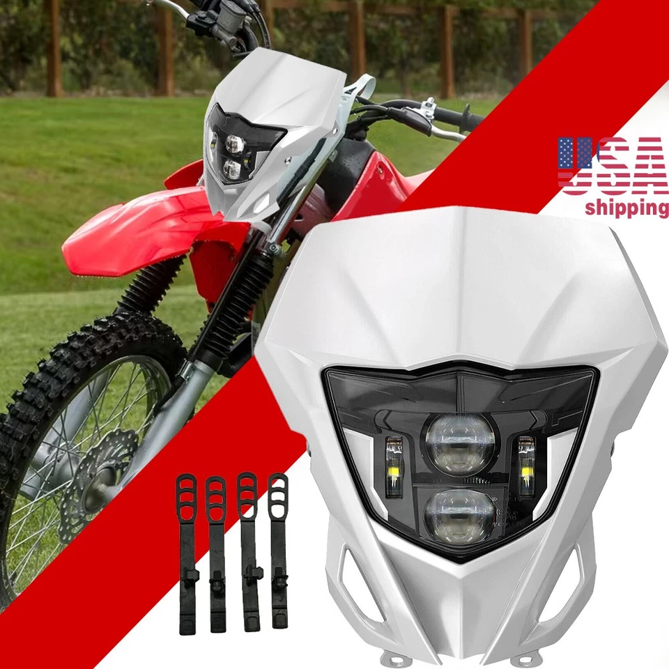 Faro LED con carenado blanco para Honda CRF125F CRF150F CRF230F CRF250L CRF250F Foto 1 de 4