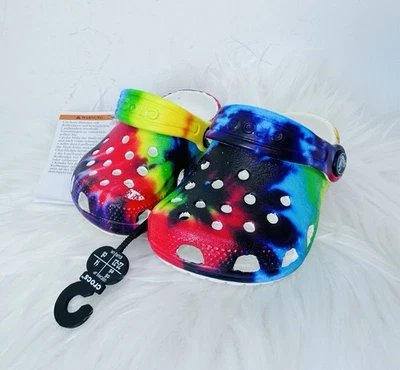 Crocs toddler (C2/C3) Little clogs shoes multi-color tie-dye NEW W/minor Flaw - Image 1 of 4