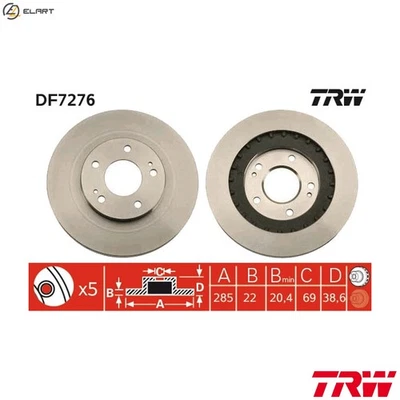 2x BRAKE DISC DF7276 FOR MITSUBISHI PAJERO/IO/TR4/PININ MONTERO SHOGUN 1.8L 4cyl - Image 1 of 4