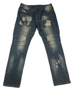 Neu NITAGUT Distressed America Herrenjeans Größe 34 x 30 blau Sterne und Streifen  - Bild 1 von 17