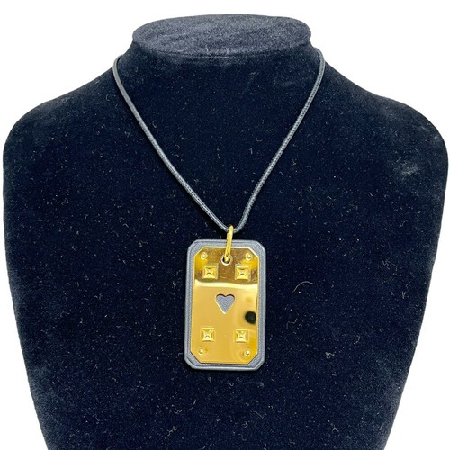 HERMÈS Collana Hermes Asdecourt Gm Z incisa Vo Swift metallo nero oro ferramenta usata