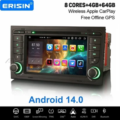 7“ 8 Kern Android 14 DAB+ Autoradio Für Audi A4 SEAT EXEO Navi WiFi CarPlay 64GB - Bild 1 von 4