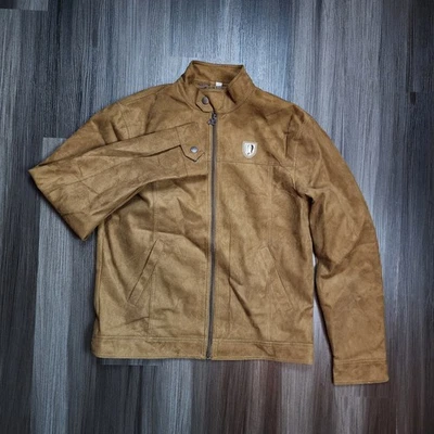 Chaqueta de Moto A Collezioni Italia Imitación Gamuza Marrón Tostado Cremallera XL Hecha en Italia Foto 1 de 4