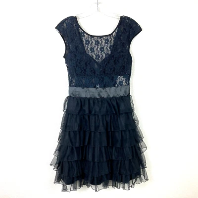 ROBERTA новый с Ярлыками платье размер 7/8 черная сетка цветочный верхний слой юбка фея гот - Изображение 1 из 4