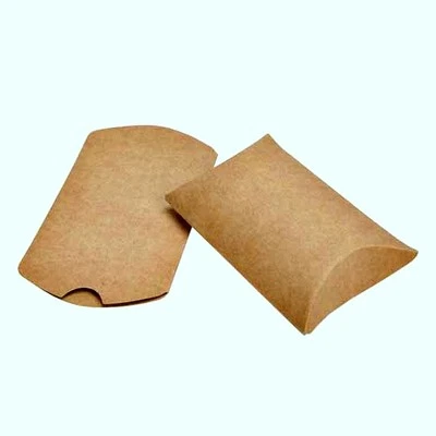 25 Qty Kraft Paper Pillow favor Box Wedding Party Favour Gift Candy Small Boxes  - Image 1 of 3