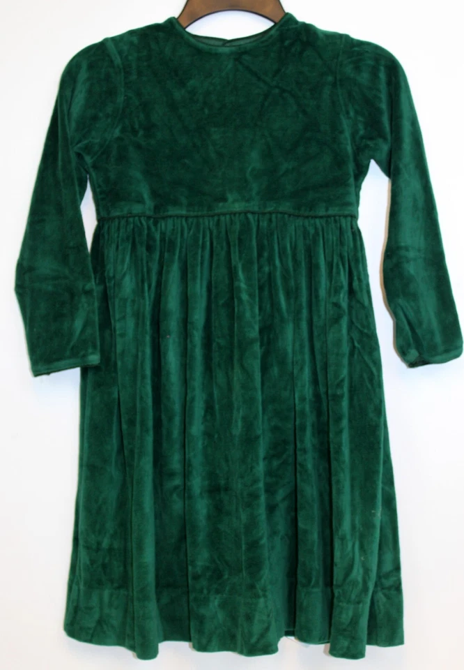Kelly's Kids Green Velvet Dress sz 6X Lined Button SImple Formal Picture Holiday - Image 1 of 4