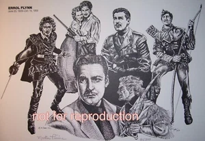 Errol Flynn Kunstwerk, original signierter und nummerierter Druck von Martin Timins - Bild 1 von 2