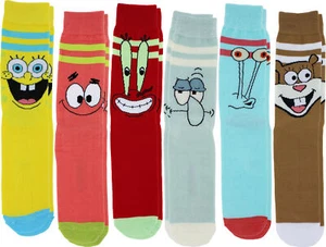 Spongebob Squarepants Striped Men's Casual Crew Socks, 6-Pack, Size 8-12 - Picture 1 of 8