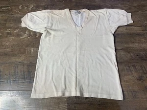 Vintage 1950’s Shirt Women’s Ivory Short Sleeve Marjara Wool Knit Thermal - Picture 1 of 14