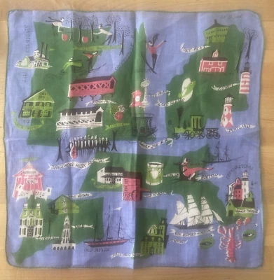 EUC Vintage Frameable Designer Pat Prichard New England  - Unisex Handkerchief - Image 1 of 3