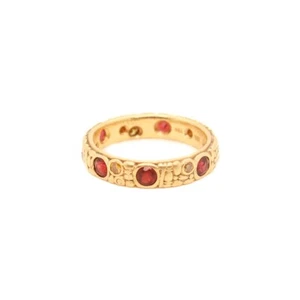 Signierter Alex Sepkus Bandring 18 Karat Gold, gelber Diamant & Granat graviert - Bild 1 von 11
