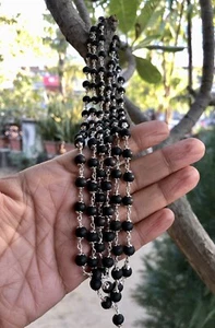 925 Silver + Original Ebony 108+1 Beads 6 mm Natural Karungali Malai Mala ROSARY - Picture 1 of 8