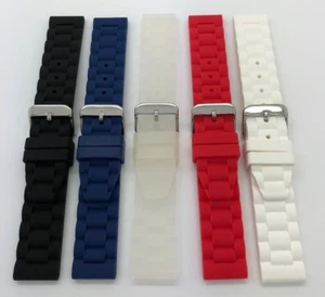 20mm Black White Clear Red Soft Rubber Silicone Watch Band Sport Waterproof  - Picture 1 of 21