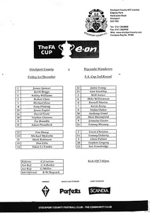 Teamsheet - Stockport County v Wycombe Wanderers 2006/7 (1 Dec) FA Cup - Picture 1 of 1