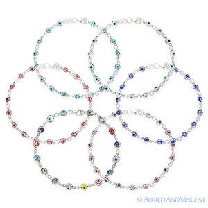 Mal de Ojo Pulsera de Plata Esterlina Nazar Turco Griego Mati Hamsa Cabalá - Imagen 1 de 7