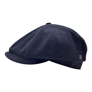 Nostalgische Schiebermütze BAKERBOY Gr.57 blau Ballonmütze herringbone - Bild 1 von 6