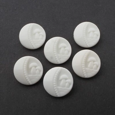 Lot (6) Czech Uranium mushroom glass buttons 1920's Art Deco 18mm - Image 1 of 3