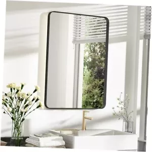 Bathroom Mirror 22x30 inch, Metal Framed Bathroom Mirror for Wall, Matte Black - Picture 1 of 8