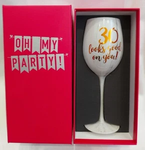 30th Birthday Marble Wine Glass with Gift Box - Picture 1 of 3