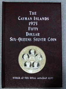1975 CAYMAN ISLANDS $50 PROOF SIX-QUEENS .925 SILVER COA/Royal Mint Box/Book #A1 - Picture 1 of 8