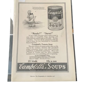 Vintage 1921 Campbell's Tomatensuppe fertig? Servieren? AD Werbung - Bild 1 von 4