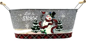 Hill's Parks reichhaltiger Metallschneemanntopf ""Let It Snow"" 14"" lang - Weihnachten,... - Bild 1 von 2