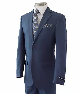 Alberto Cardinali Men's Medium Blue Sharkskin 2 Button Slim Fit Suit NEW - Picture 1 of 5