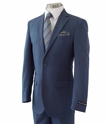 Alberto Cardinali Men's Medium Blue Sharkskin 2 Button Slim Fit Suit NEW  - Image 1 of 4