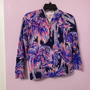 Lilly Pulitzer girls hooded skipper popover in the print “palms up” size xl - Picture 1 of 4