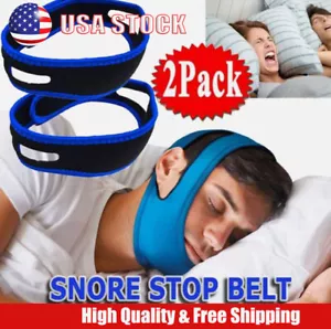 2 Pack Chin Strap Anti Snore Stop Snoring Belt Sleep Apnea Support Solution - Picture 1 of 10