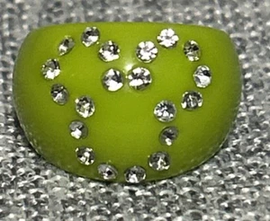 VTG Disney Chartreuse Green Mickey Mouse Rhinestone Acrylic Womens Ring Size 6.5 - Picture 1 of 14