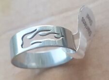 GENTS CHROME STAINLESS STEEL BAND  RING, WITH FLAME CUT OUT, SIZE 20, UK, U..