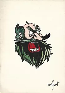 PINOCCHIO - Mangiafuoco - Cartolina disegnata e colorata a mano (Aviscut) - Picture 1 of 2