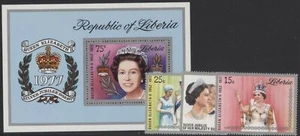 Liberia 1977 Queen Elizabeth II Silver Jubilee set pf 3 + MS, mint MNH - Picture 1 of 1