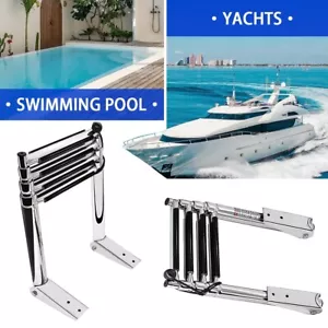 Telescoping Boat Ladder Stainless Steel 4 Step Over Platform Extension Board - Bild 1 von 8