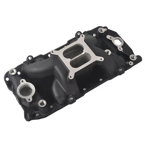 Black BBC Air Gap Dual Plane Aluminum Intake Manifold For 396-502 BB Chevy V8 - Picture 1 of 9