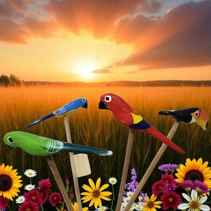 Birds on Sticks Colorful Wooden Garden Stakes - Picture 1 of 24