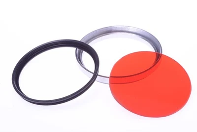 ✅ UNBRANDED RED 49MM FILTER LENS OR CAMERA SCREW IN, DROP IN GLASS & HOLDER 11-3 - Image 1 of 2