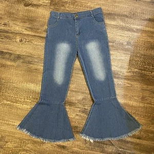 Unbranded Bell Bottom Flared Jeans Girl's Size 10 Single Ruffle Medium Wash NWOT - Picture 1 of 7