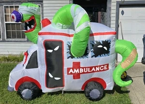 Gemmy Animated Airblown Inflatable Halloween Outdoor Decor 8ft Monster Ambulance - Picture 1 of 22