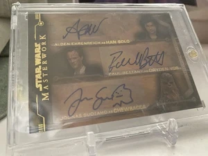 Topps Star Wars Masterwork Solo Triple Wood Autograph 10/10! Han Solo And Chewy - Picture 1 of 5