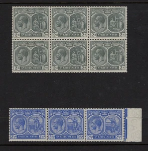 St Kitts Nevis George V MNH inc block of 6 and strip of 3. - Picture 1 of 1